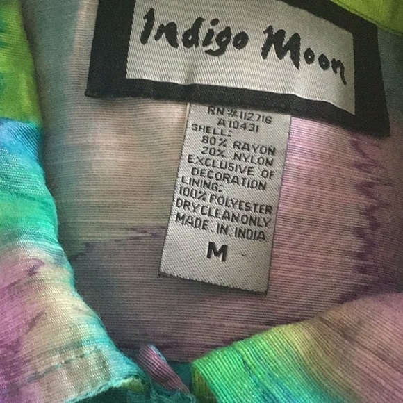 Indigo Moon embroidered and embellished jacket on watercolor effect cloth Medium - Picture 10 of 11
